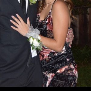 Velvet floral homecoming dress